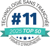 Icône indiquant « Trenchless Technology 2025 Top 50 Engineering Firms » (Les 50 meilleures entreprises d'ingénierie en matière de technologie sans tranchée) - n° 11