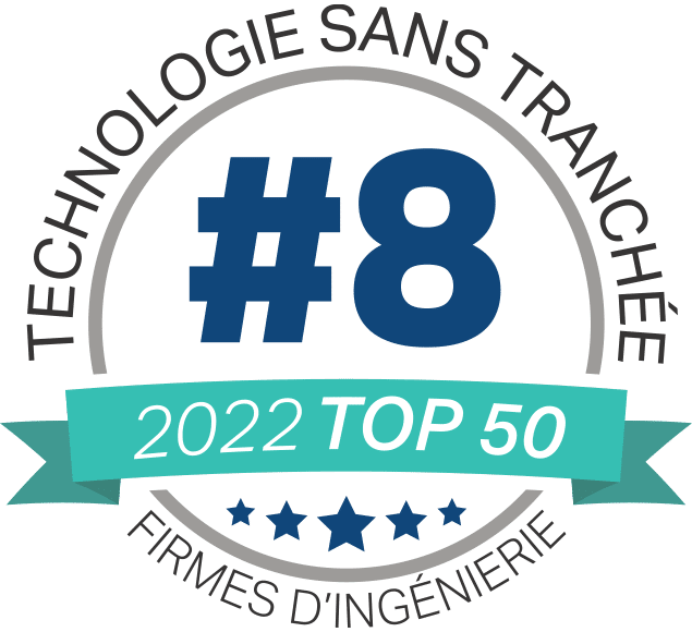 Graphique qui dit "Trenchless Technology #8 2022 Top 50 Engineering Firms" (Technologie sans tranchée #8 2022 Top 50 Engineering Firms)